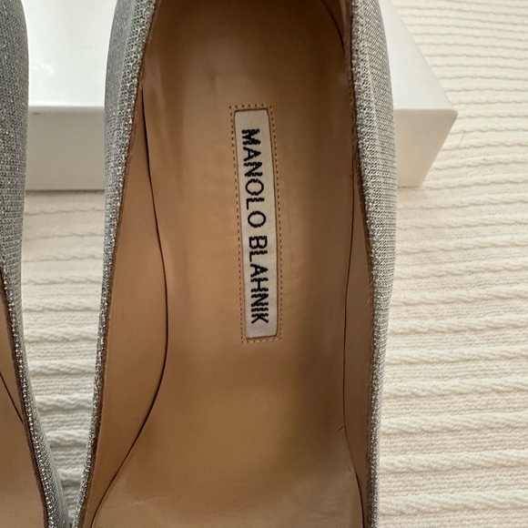 Manolo Blahnik Hangisi Silver Glitter Pump - Picture 11 of 15